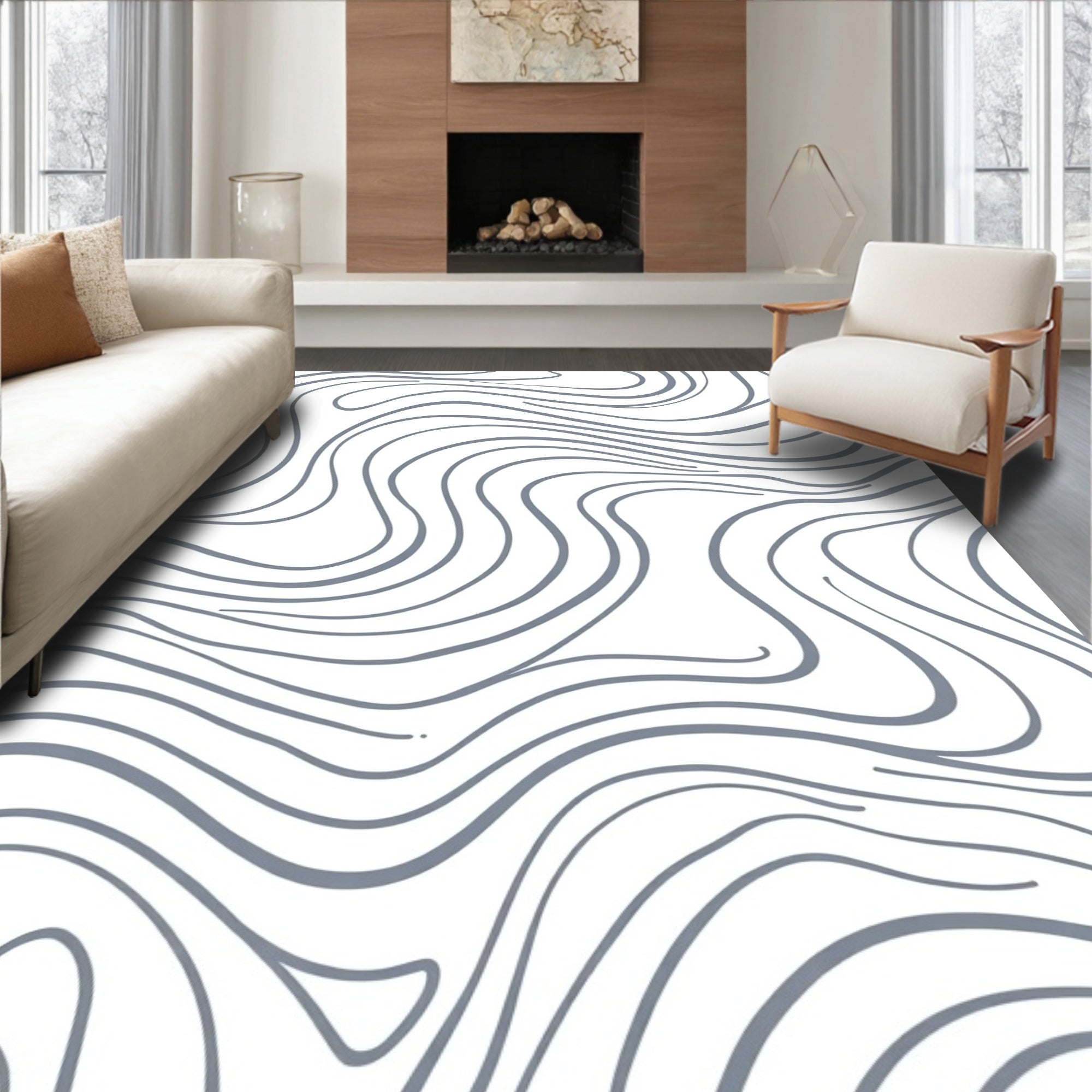 Fluid Marble Swirl Pattern Rug