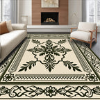 Ornate Floral Bordered Classic Medallion Rug