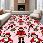 Festive Red Nutcracker Poinsettia Collage Rug