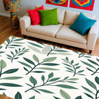 Leafy Branch Subtle Green Pattern Rug