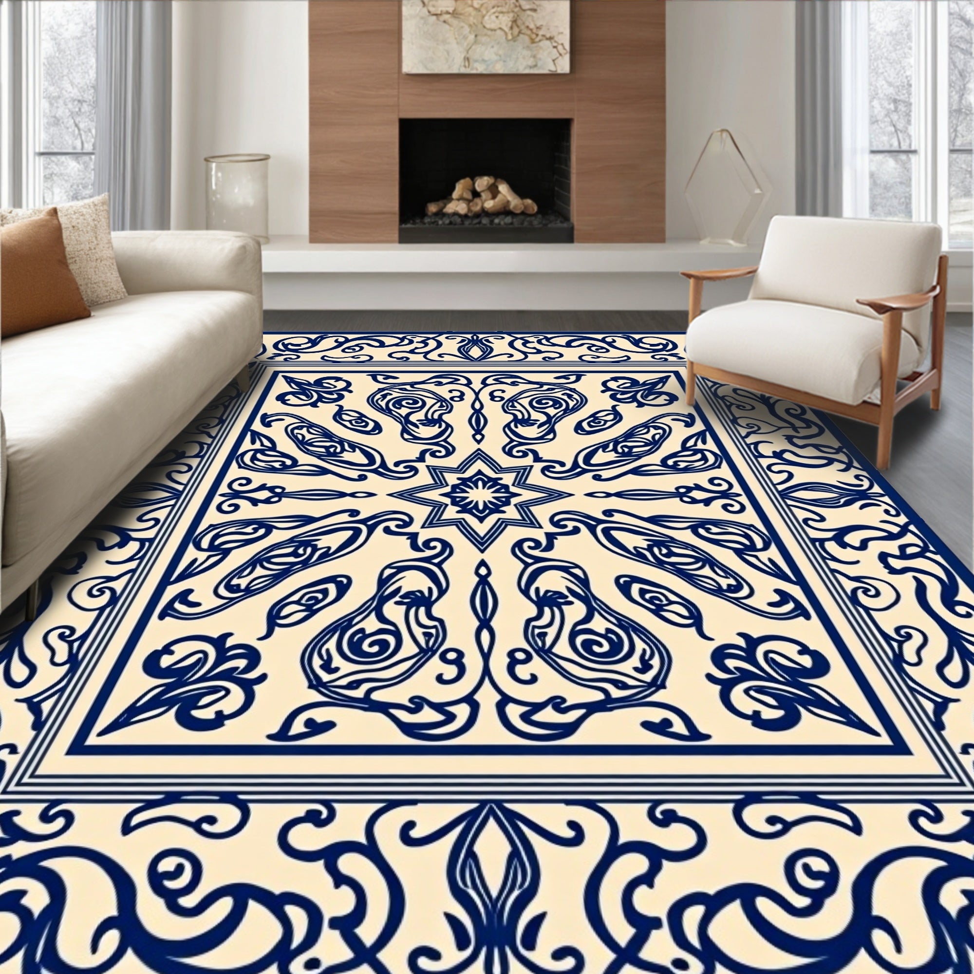 Intricate Paisley Floral Scrollwork Design Rug