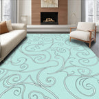 Aqua Swirl Elegant Scroll Pattern Rug