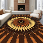 Golden Sunburst Wood Grain Mandala Rug