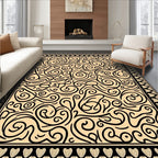 Intricate Swirls Black and Beige Rug