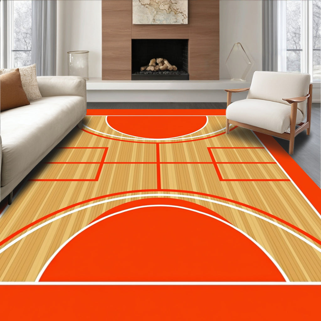 Bold Orange Wood Court Rug