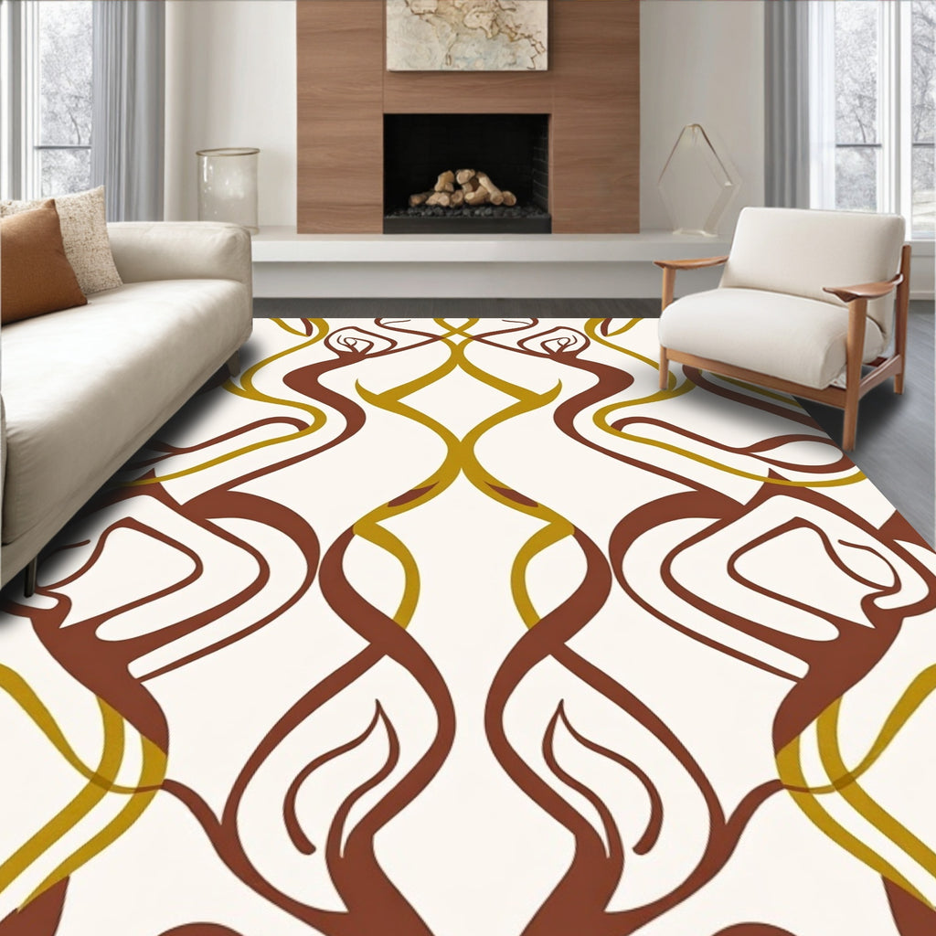 Flowing Swirls Warm Tones Pattern Rug