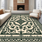 Classic Dark Floral Scrollwork Pattern Rug