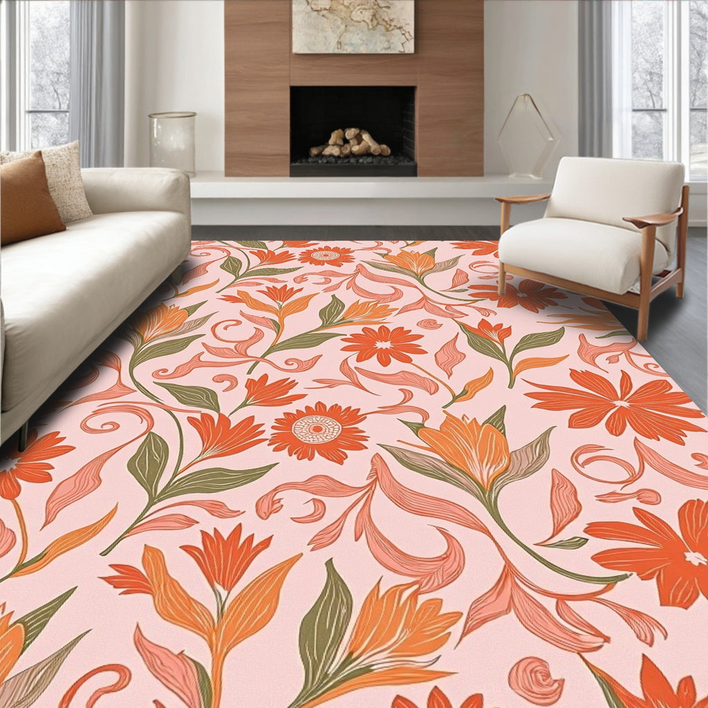 Vintage Floral Pattern In Warm Tones Rug