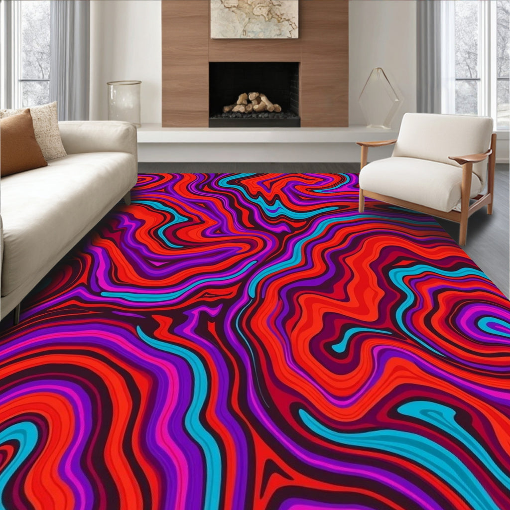 Vibrant Swirl Abstract Pattern Rug