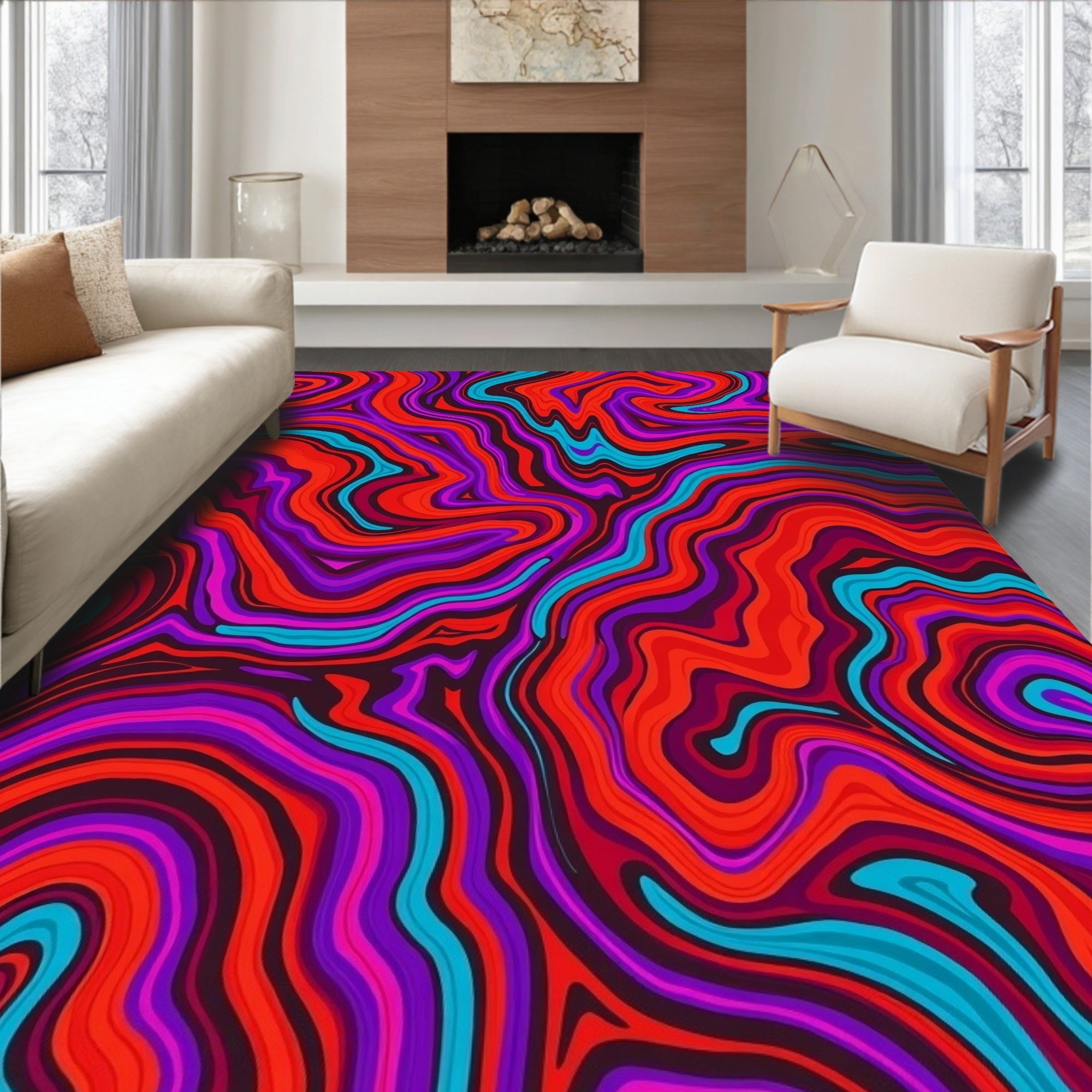 Vibrant Swirl Abstract Pattern Rug