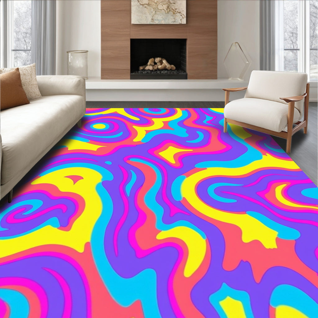 Vivid Swirling Abstract Pattern Design Rug
