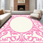 Pink Floral Oval Motif Custom Design Rug