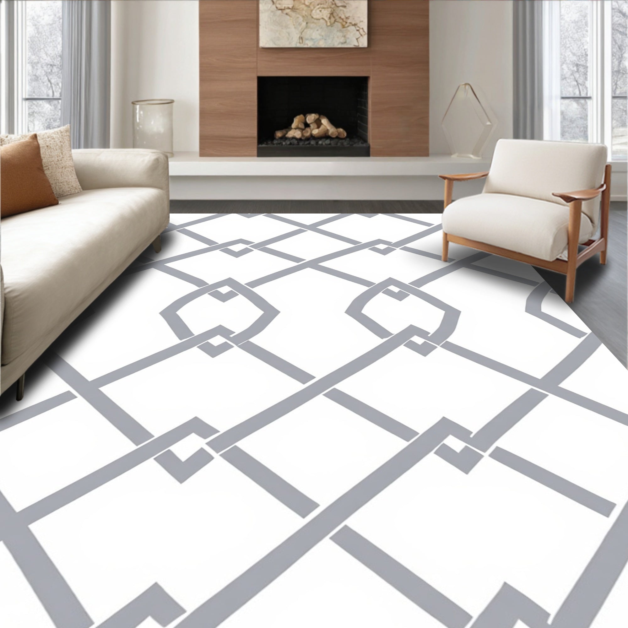 Interlocking Geometric Pattern Rug