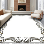 Gold Art Nouveau Floral Border Rug