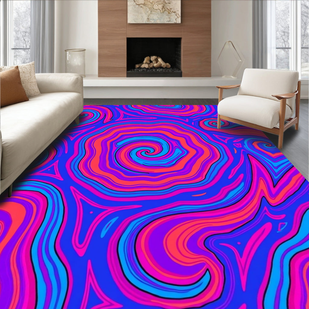 Psychedelic Swirl Vivid Pattern Design Rug
