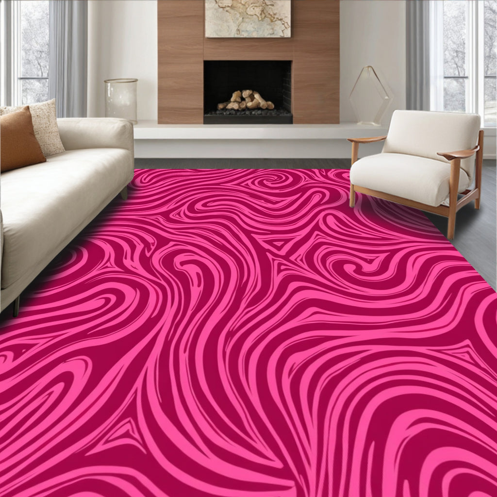 Bold Pink Swirl Design Rug