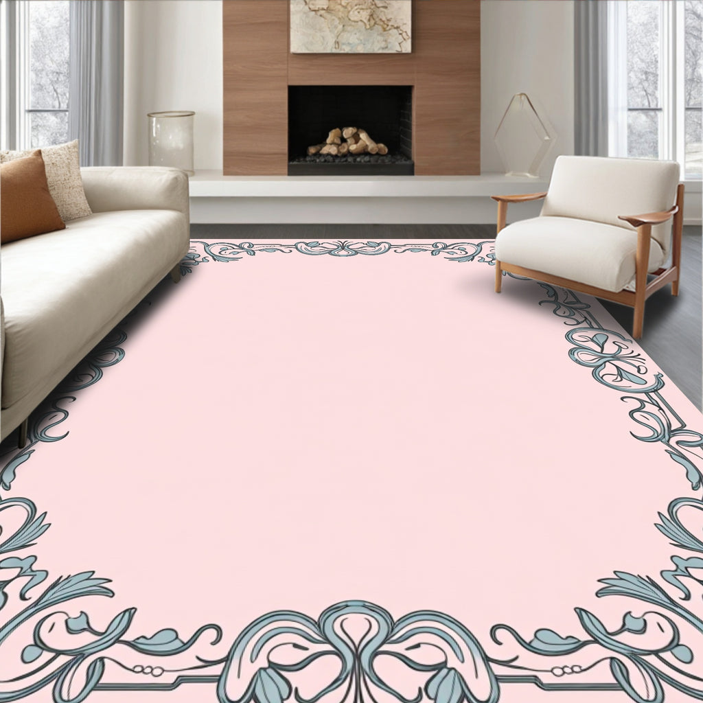 Art Nouveau Floral Scroll Pattern Rug