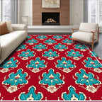 Teal Lotus All Over Floral Design Rug