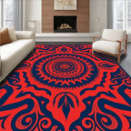 Bold Red Navy Symmetrical Design Rug