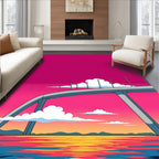Vibrant Bridge Sunset with Sky Reflection Rug