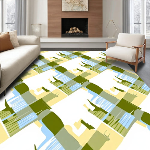Abstract Interlocking Geometric Lines Rug