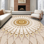 Golden Sunburst Mandala Style Rug