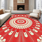 Radiant Red Cream Radial Design Rug