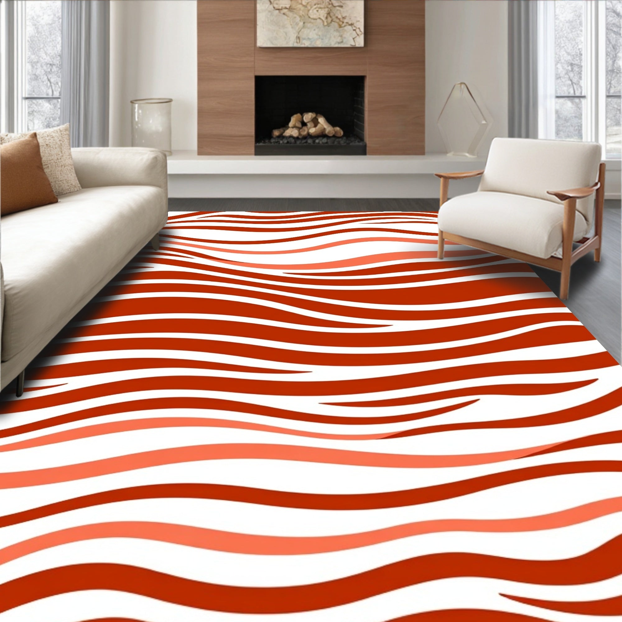 Subtle Wavy Stripe Tonal Rug