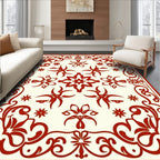 Intricate Red Floral Filigree Pattern Rug