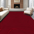 Dark Red Swirling Line Pattern Rug