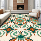 Floral Medallion Scrollwork Pattern Rug