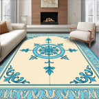 Light Blue Floral Medallion Patterned Rug
