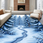 Winter Forest Snowy Path Rug
