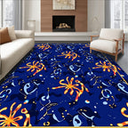 Abstract Blue Starburst Pattern Rug