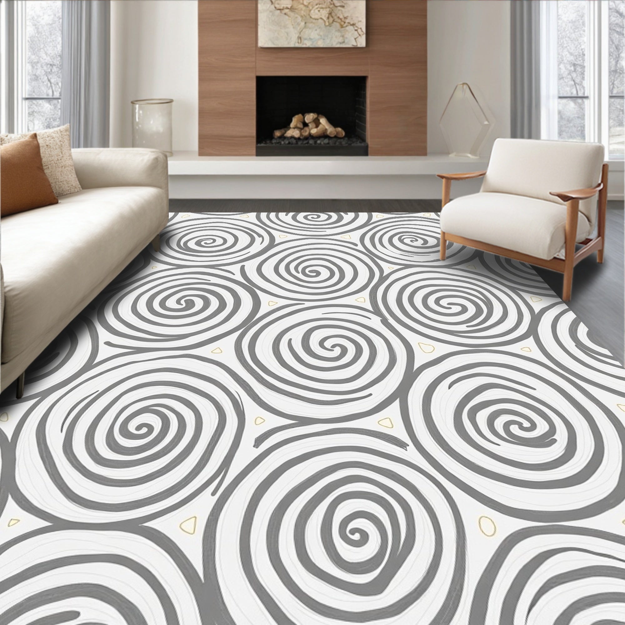 Abstract Swirls Geometric Pattern Rug