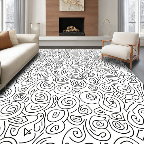 Abstract Swirl Doodle Pattern Rug
