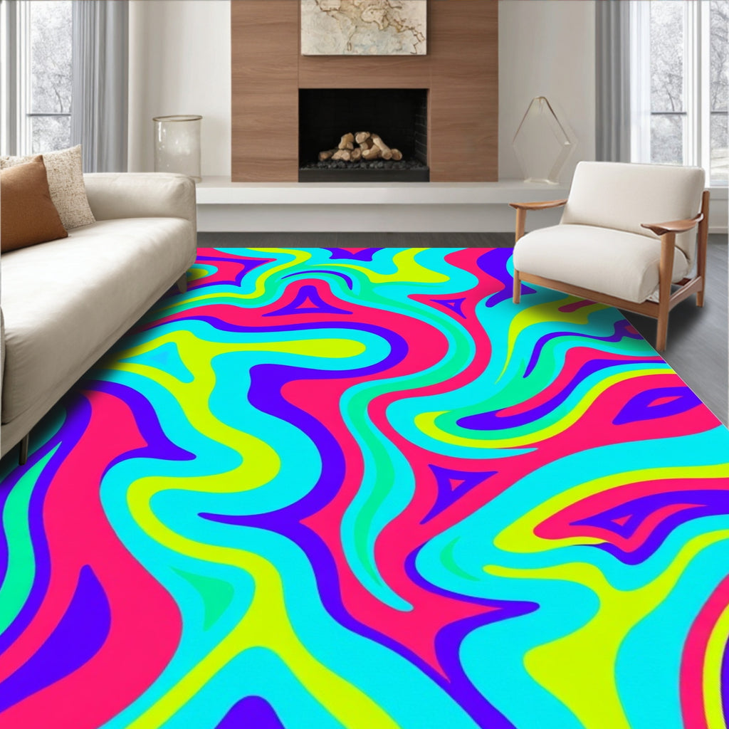 Vibrant Swirls Stripes Abstract Pattern Rug