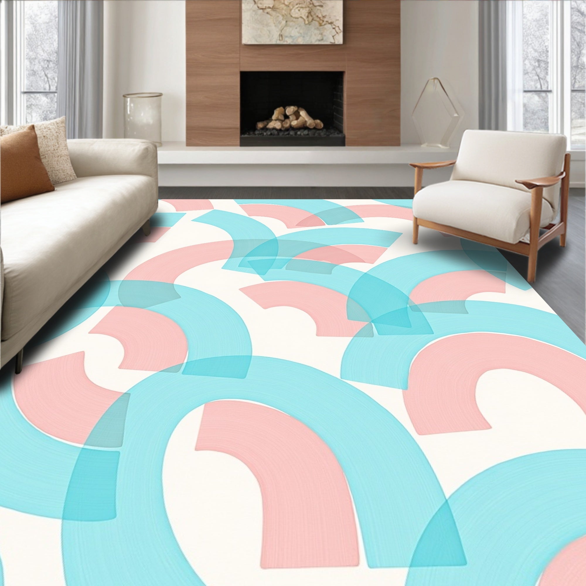Pastel Arch Abstract Surface Rug
