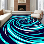 Dynamic Turquoise Swirl Pattern Rug