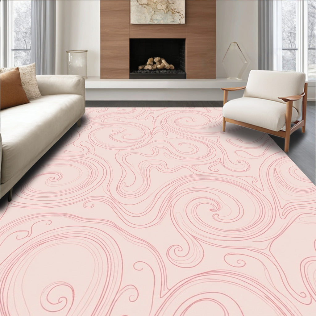 Minimalist Swirls Gentle Pink Pattern Rug