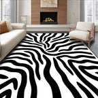 Bold Black White Striped Pattern Rug