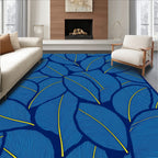 Deep Blue Feather Pattern Design Rug