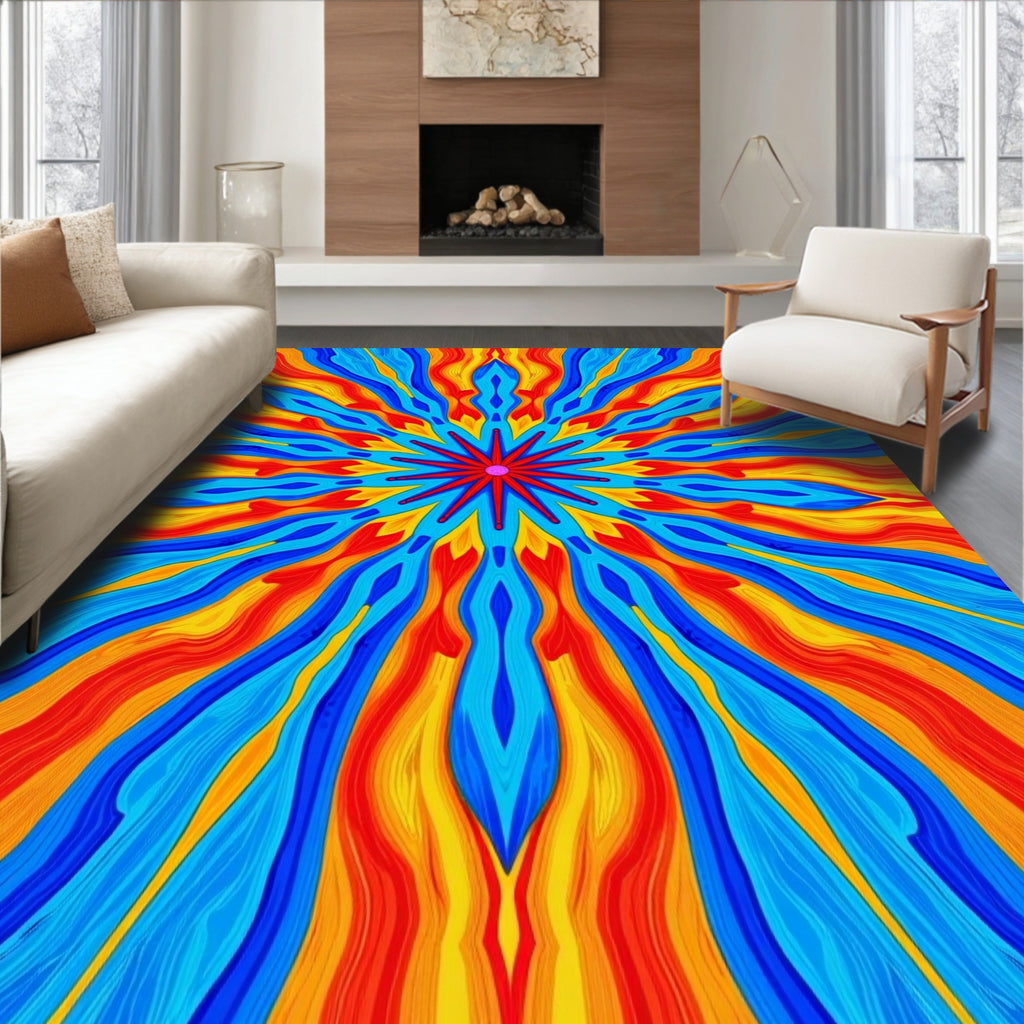Radiant Starburst Psychedelic Pattern Rug