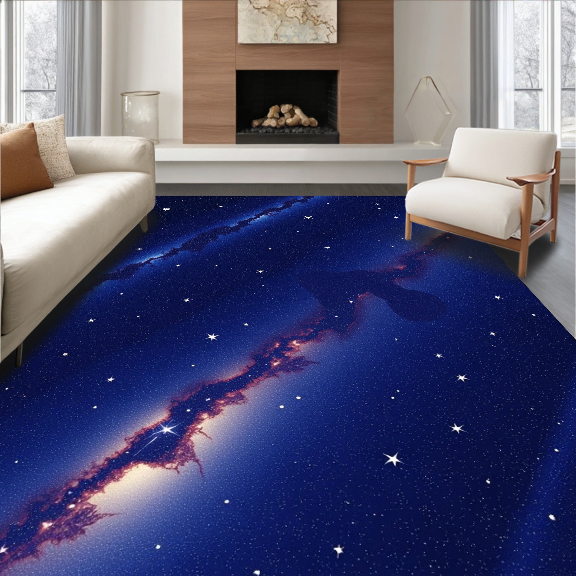 Cosmic Starry Night Sky Pattern Rug