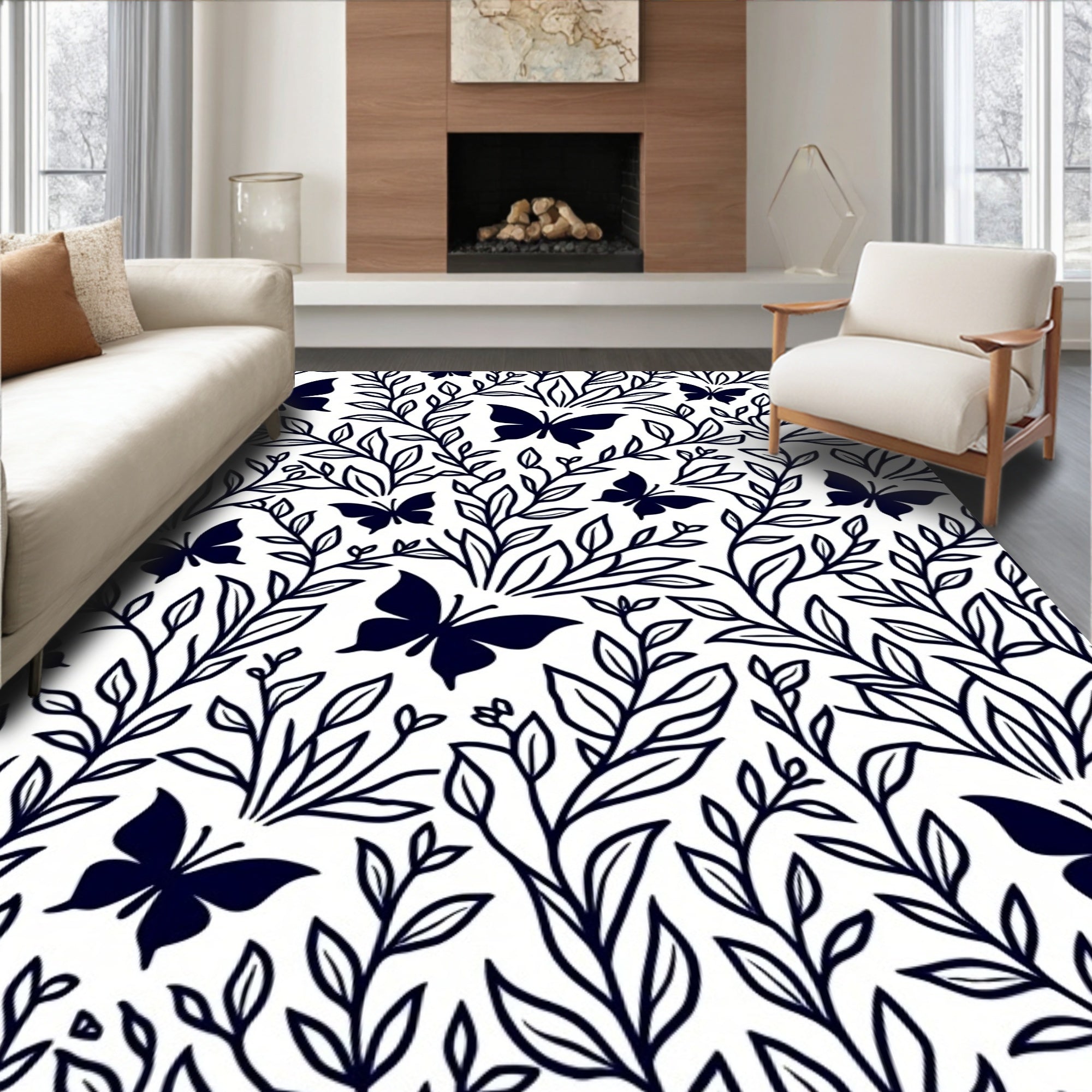 Classic Butterfly Vine Design Rug
