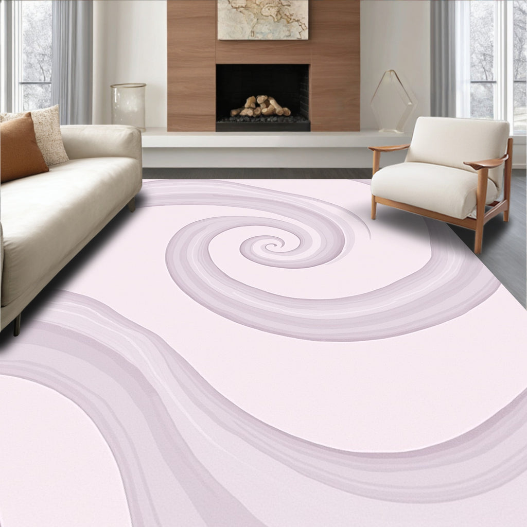 Soft Lavender Swirl Ripple Rug