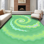 Muted Green Wavy Spiral Rug