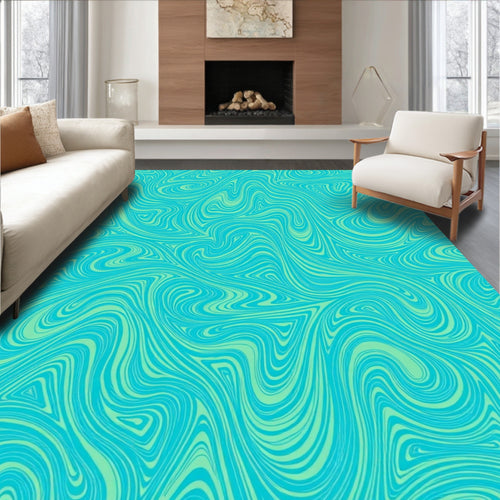 Abstract Swirl Aqua Design Rug