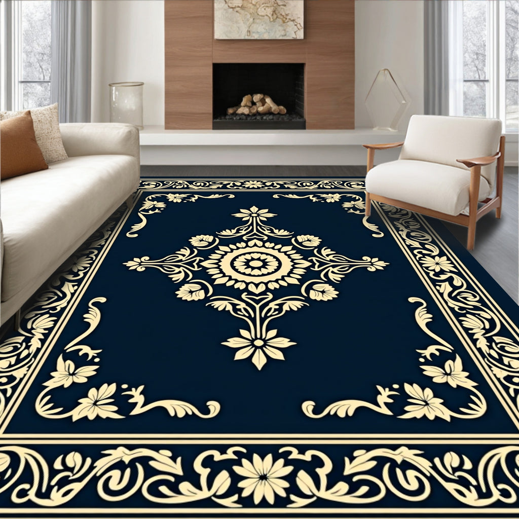 Classic Floral Border Medallion Design Rug