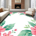 Pink Floral Leaf Corner Accents Rug